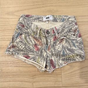 PAIGE Women's Feather Print Jean Shorts - Multicolor